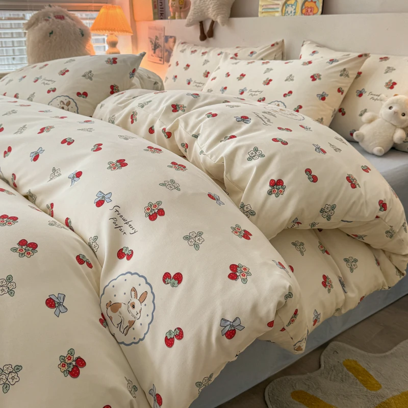 Soft Bedding Set Adults Kids Room Bedclothes Printed Bed Linen Set Home Bedsheet Sets Single/Double/Queen Size  juego de cama