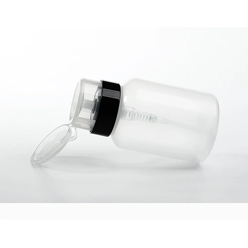 4 pz 200 Ml Polish Remover Bottiglia Dispenser Pompa Con Serratura Presse Top Contenitore di Immagazzinaggio di Liquidi Subimballaggio Design Per Nail Art