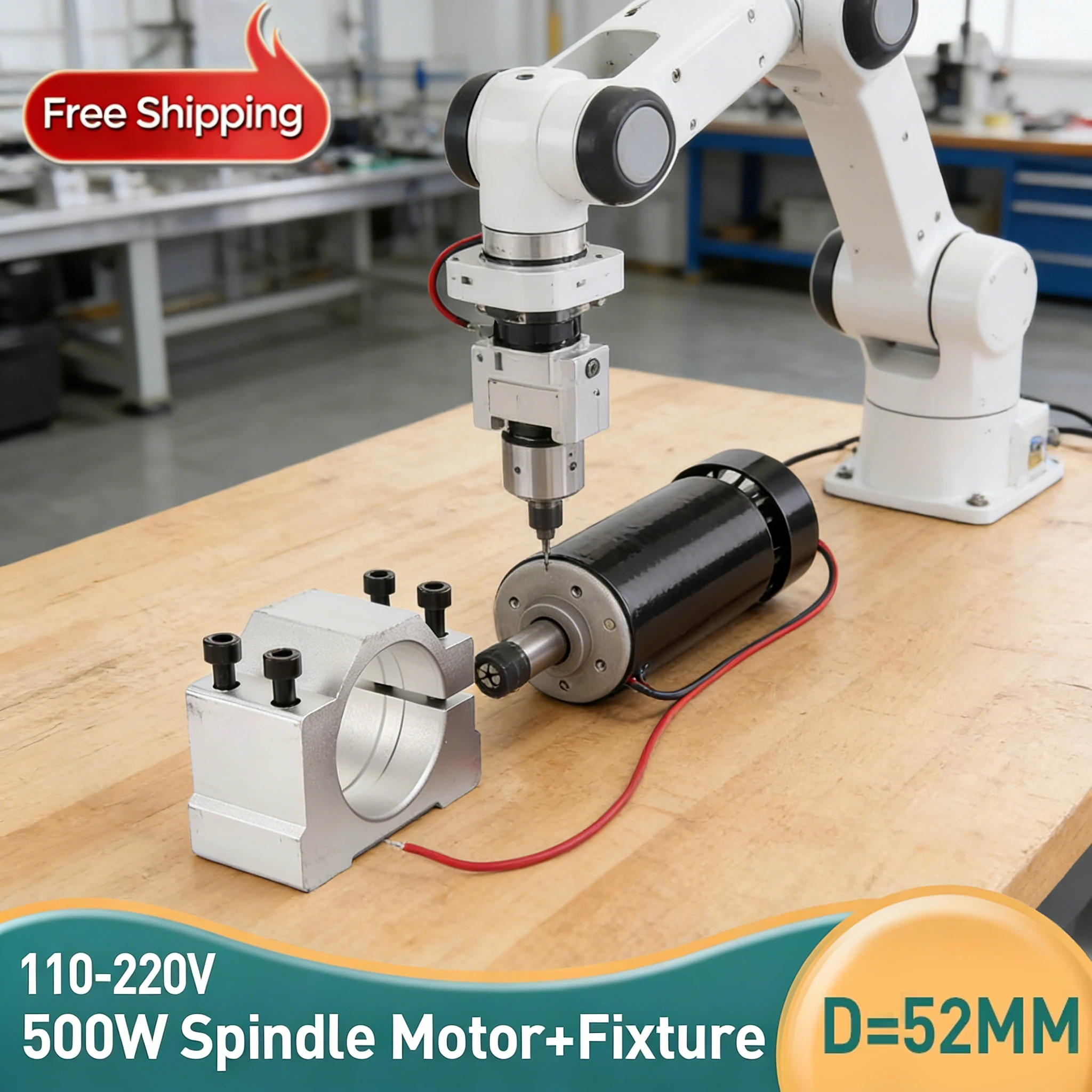Top 500W ER11 Collet 52MM Diameter DC 0-100 CNC Carving Milling Air Cold Spindle Motor For Engraving Runout Less Than 0.01MM