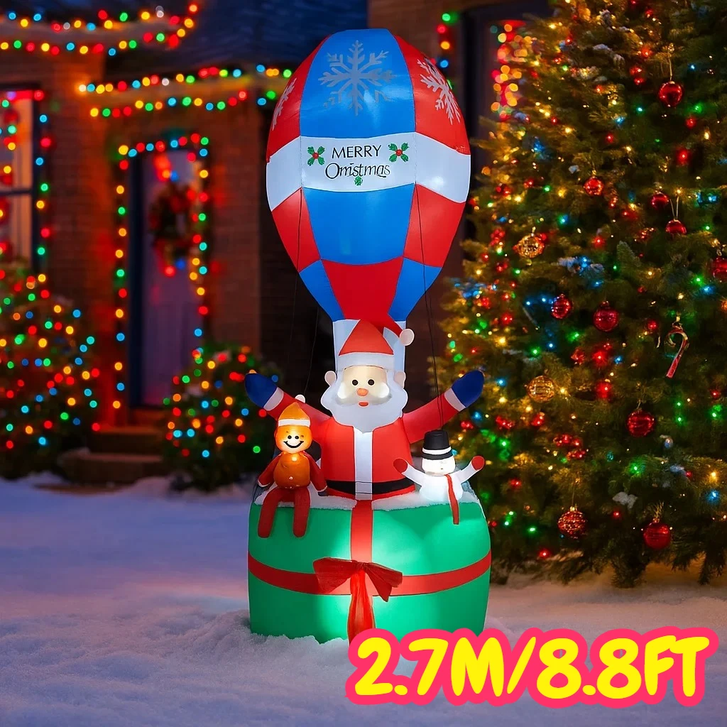 2,7 м/8,8 футов надувной Санта-Клаус воздушный шар огни светодиодные украшения для дома игрушки двор Рождество уличные праздничные украшения Декор