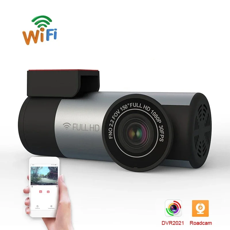 Mini Caméra de Tableau de Bord WIFI Full HD 1080P pour Voiture, Enregistreur de Conduite avec Vision Nocturne Sans Fil, Capteur G et Voix Multi-Pays