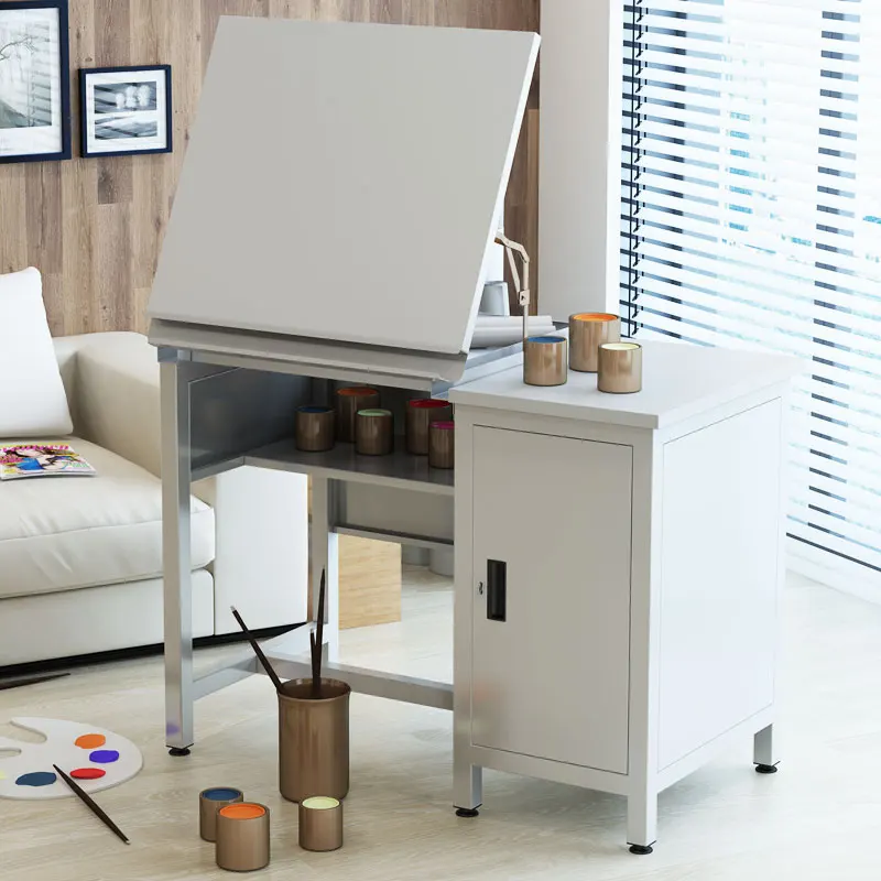 

Three-liter folding drawing table workbench with cabinet professional drawing table painting table