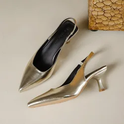 French Style Baotou Sandals for Women's Summer New Style Pointed High Heels for Womens Light Mouth Versatile Back Empty Pumps