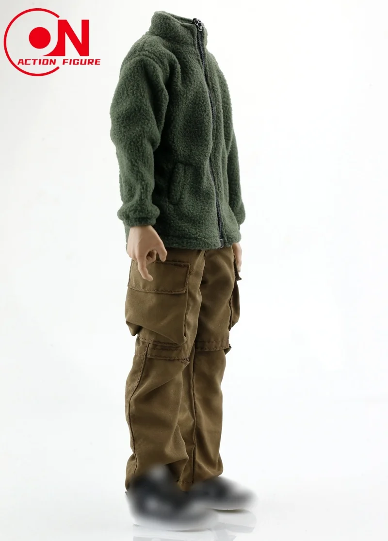 1/6 Scale Male Solid Color Casual Lamb Fleece Zipper Jacket Coat Clothes Model Fit 12inch Action Figure Body