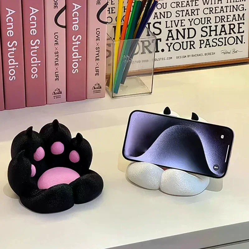 1PC 3D Printed Cute Cartoon Cat Claw Mobile Phone Holder Desktop Small Ornaments Creative Home Decor