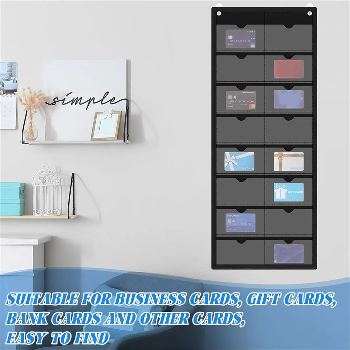 giftnew Classroom Calendar Pocket Chart PVC Blank Monthly Calendar Index Card Holder Versatile Wall Organizer for Teacher