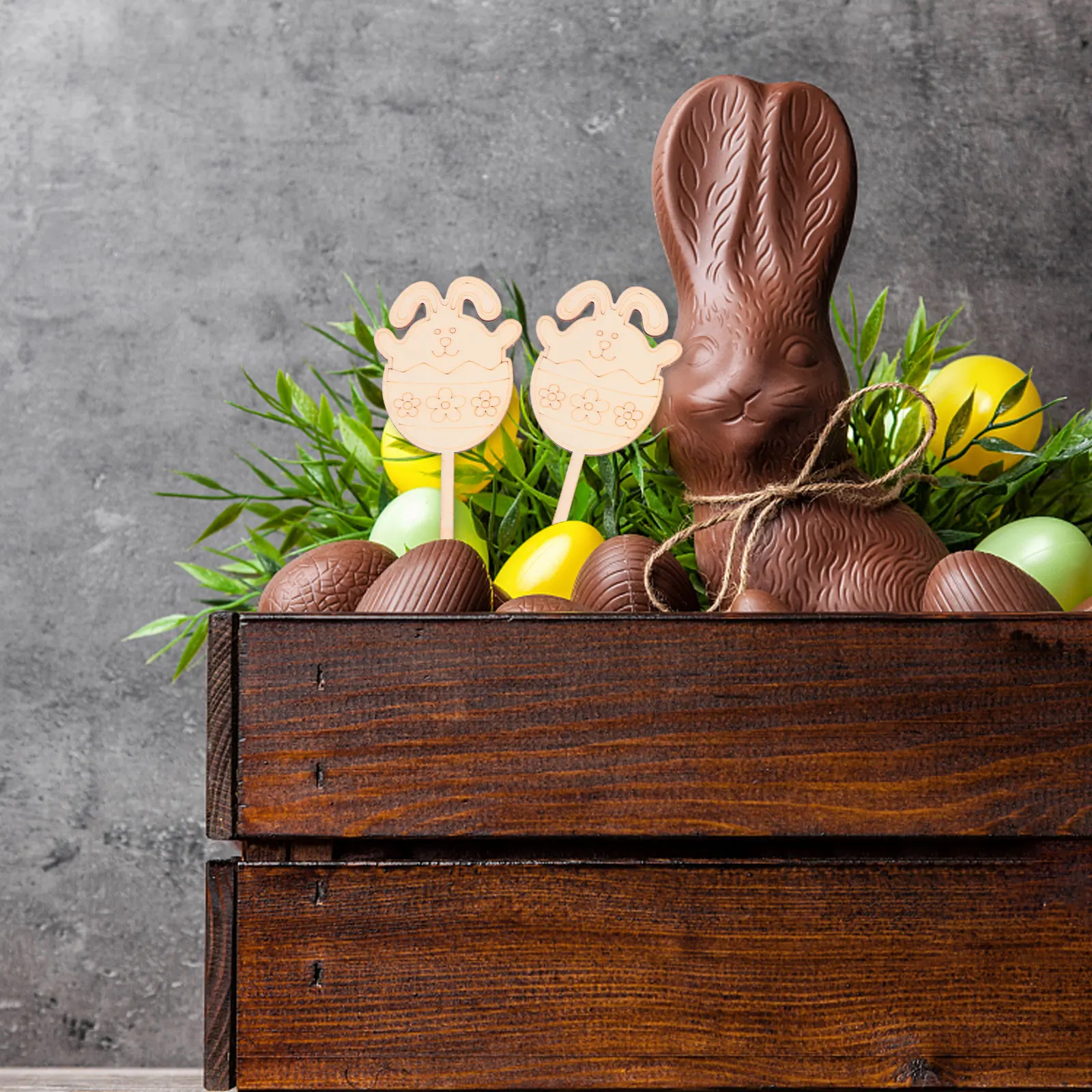 Artesanías DIY, decoración de conejo de madera, adorno, pintura para niños, juguete, adultos, materiales de Pascua, decoraciones para niños