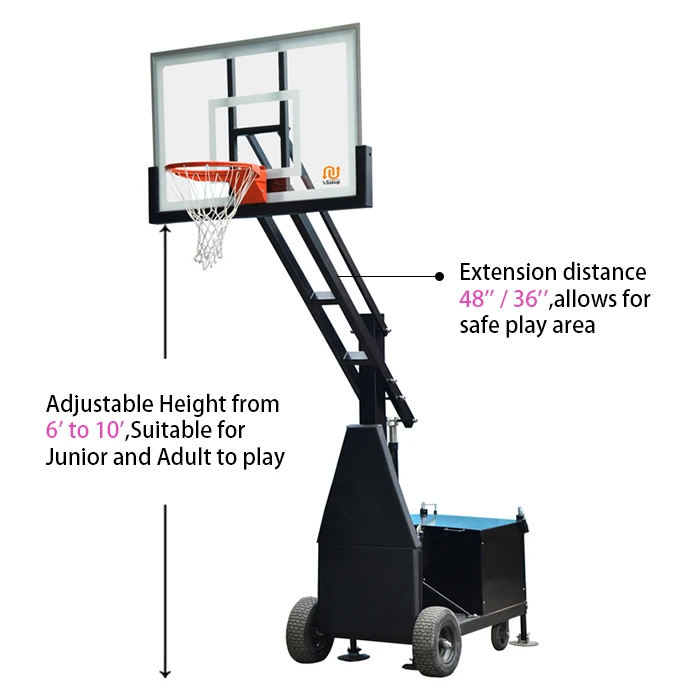 Stand Goar Dapat Disesuaikan Portable Basketball Hoop Stand 10 Kaki Hoop Sistem Gawang untuk Anak-anak Dewasa Indoor Outdoor