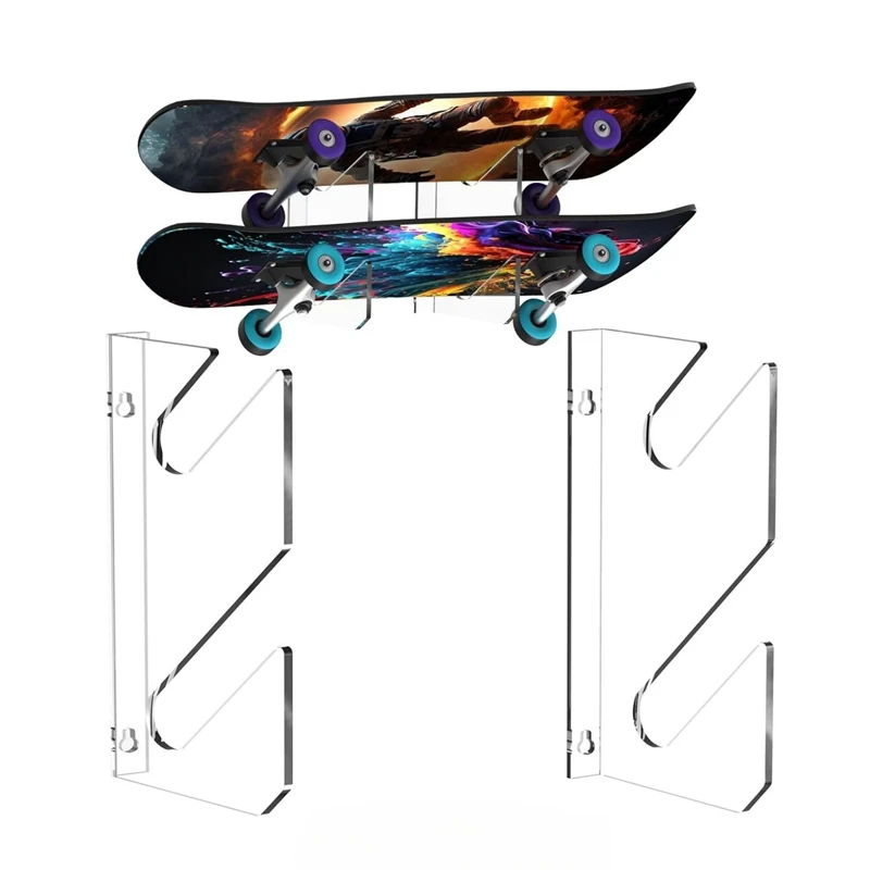 1 Pairs Skateboard Rack Skate Deck Wall Mount Skateboard Rack Strong Acrylic For Ski Board Skateboard Deck Skateboard, Durable