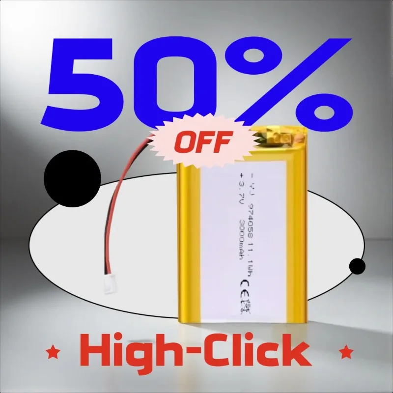 

New Rechargeable Li-Po Battery Batteries 3.7V 974058 3000mAh for Toy Massage Meter GPS Navigator Aeromodelling PH2.0P Plug