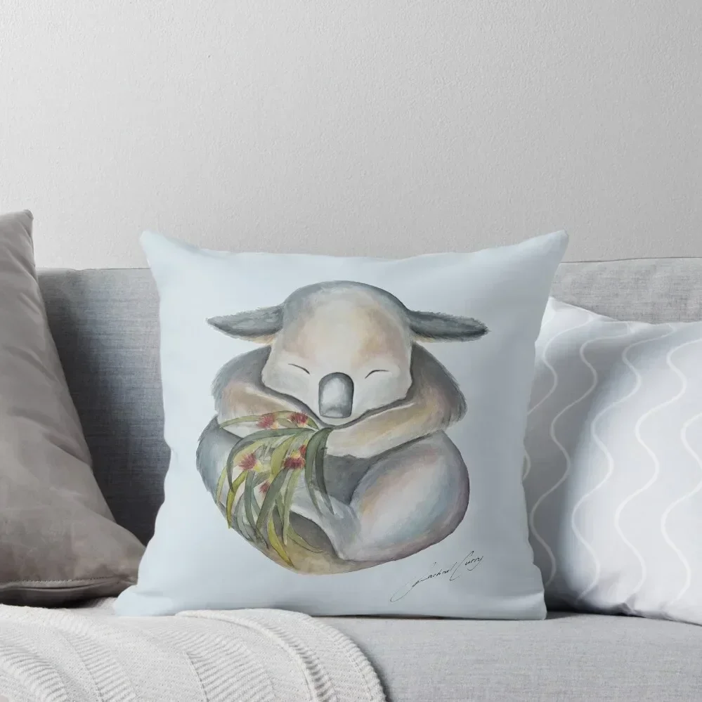 

Cute Sleepy Koala Animal Art from Australia - Drop Bear - With artists signature Throw Pillow Luxury Pillow Cover pillow