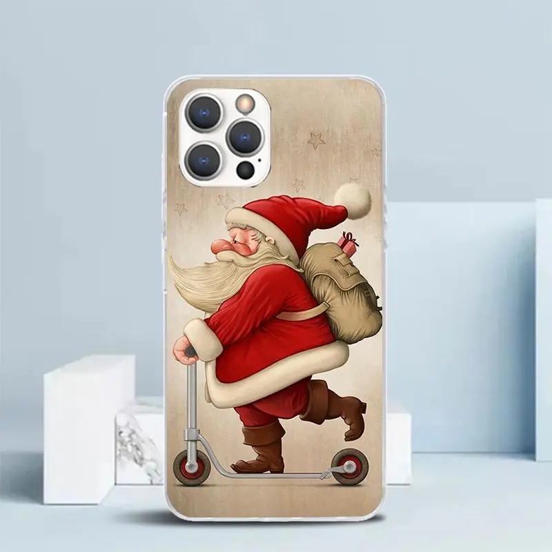 Christmas Santa Claus Present Phone Case For IPhone 16 15 14 13 12 11 Pro Max Mini XR XS X 7 Plus 8 + SE 2020 Soft TPU Back Cove