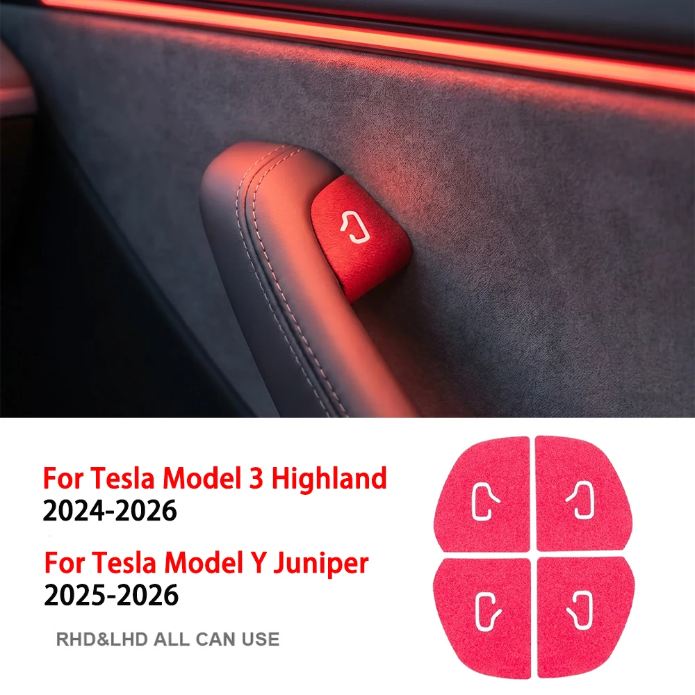 For Tesla Model 3 Highland Model Y Juniper Car Open Door Button Stickers Armrest Window Lift Button Switch Interior Accessories