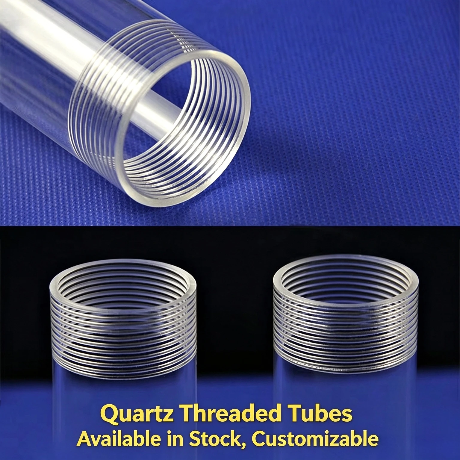 Threaded Quartz Glass Union Joint High Temp Corrosion Resistant High Transmittance Custom Machining