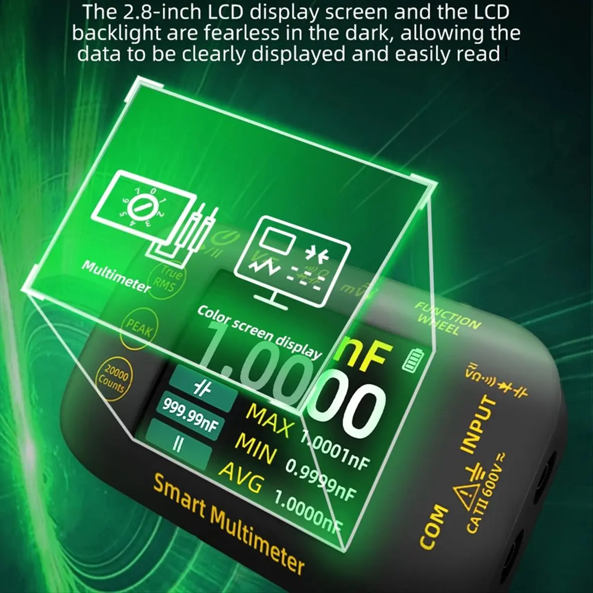 

Умный цифровой мультиметр, 20000 отсчетов, напряжение в реальном времени, запись сигналов, проверка температуры, вольтметр с литиевой батареей