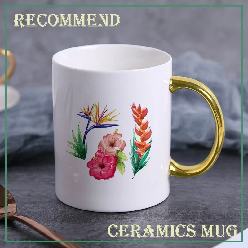 Ceramic Coffee кружки Cup variety of flowers Creative Ceramic Water Cup Nordic Luxurious Tea Cup Porcelain Drinkware KTZW-062