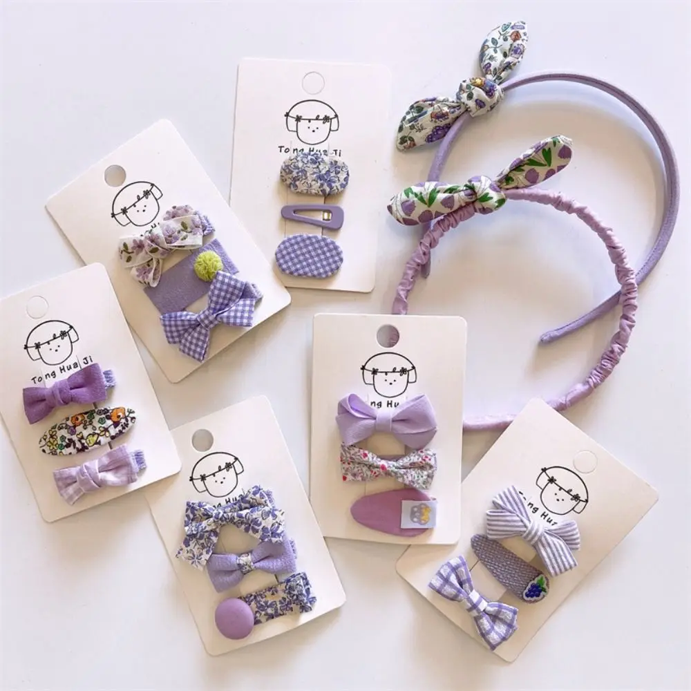 

Hair Wear Hair Hoop Girls Headwear Set Korean Style Barrettes Spring Kids Headwear Children Hairpin Purple Series Hair Clip