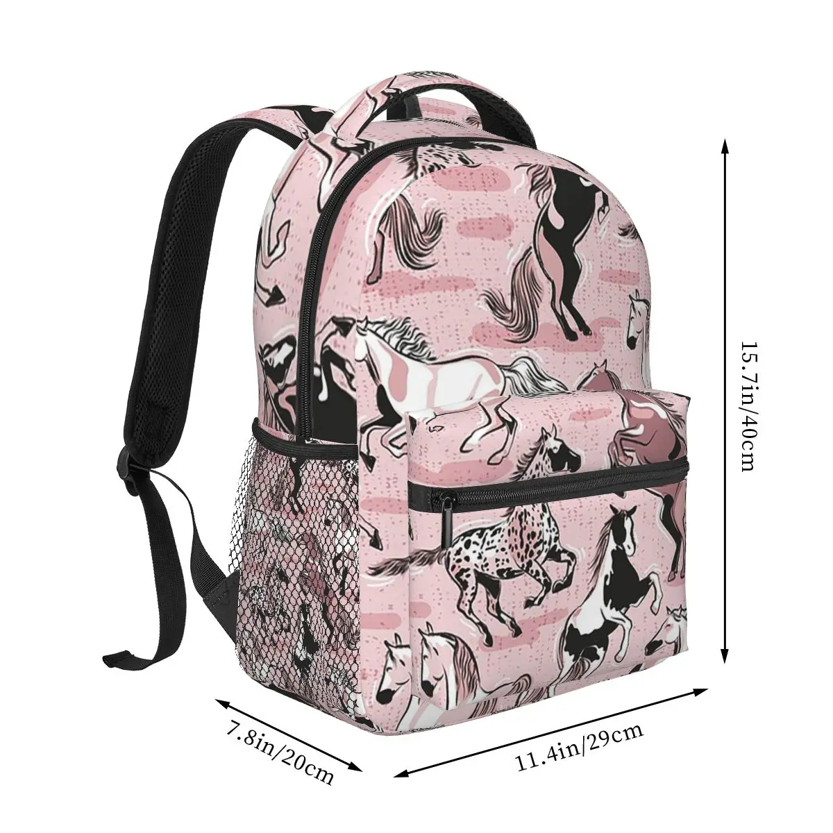 Horses In The Wind Cotton Candy Pink Backpacks Boys Girls Bookbag Students School Bags Cartoon Laptop Rucksack Shoulder Bag