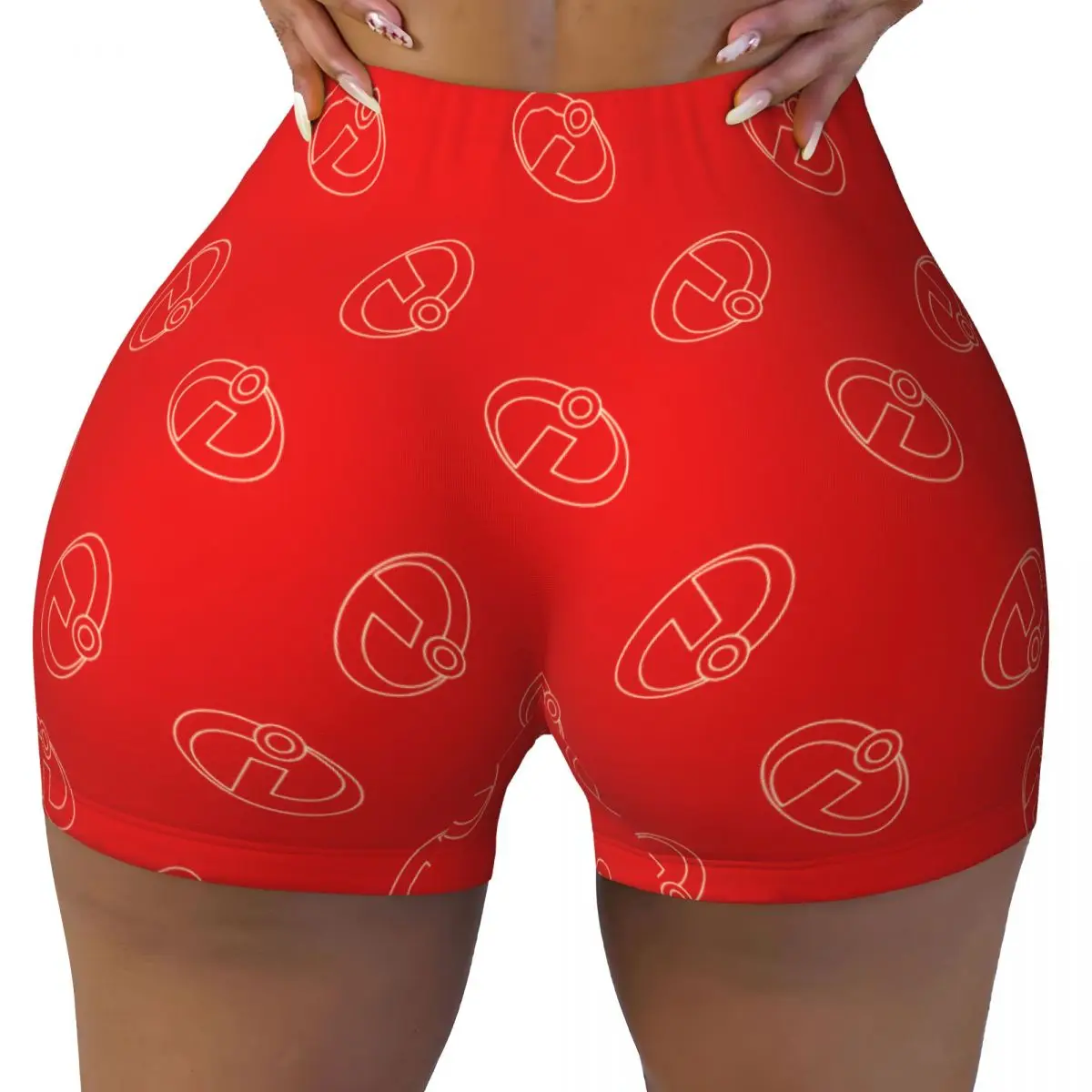 

Шорты для фитнеса и йоги женские с логотипом мультфильма «Чудо-семейка» для бега и волейбола