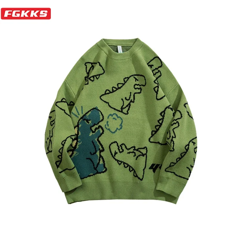 Suéter de otoño para hombre, suéter de Navidad con estampado de dibujos animados de calidad a la moda, Jersey de punto informal de invierno para hombre