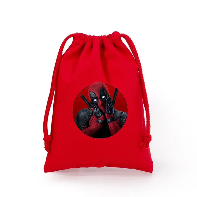 Deadpool Wolverine Drawstring Bag Cartoon Printed Storage Pouch Boys Men Anime Gift Bags Children Party Handbag Birthday Gifts