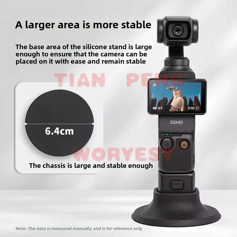 WYORESY custom tailored silicone base for DJI Osmo Pocket 4 Pro precise fit desktop bracket stabilizes camera placement