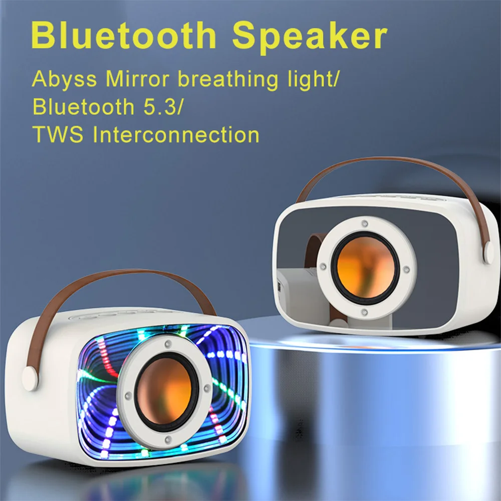 Mini TWS Wireless Bluetooth Speaker, Sistema De Áudio De Som Estéreo Portátil, Luz Ambiente Colorida, Leitor De Música, Suporte TF, USB, AUX