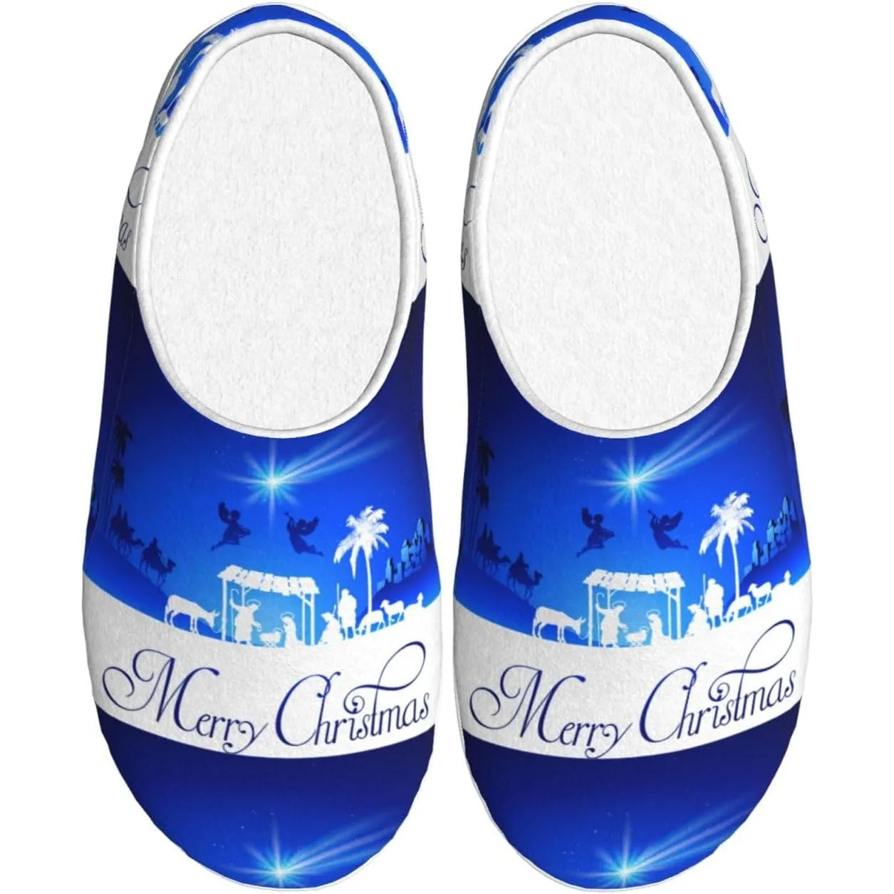 

Christmas Christian Nativity Scene Adult Cotton Slippers Home House Indoor Shoes