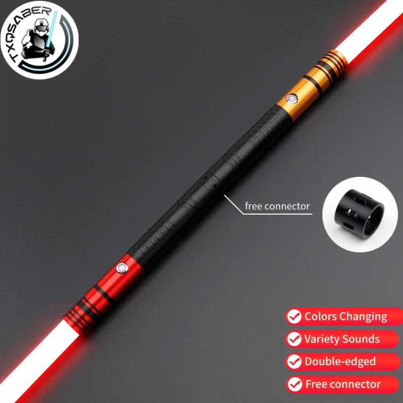Txqsaber sabre de luz de duelo pesado, cores que mudam com sons, punho de metal, espada laser force fx, dois gumes, cosplay, brinquedos jedi