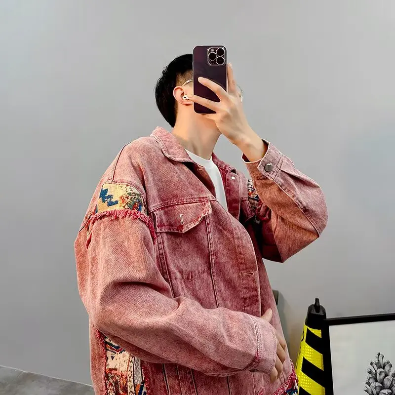 الرجعية الأمريكية بارد Dir الوردي Waed الزي الرجال الجينز Jaet ربيع الخريف الشباب Faion الوقوف صالح طويل Sve البيسبول...