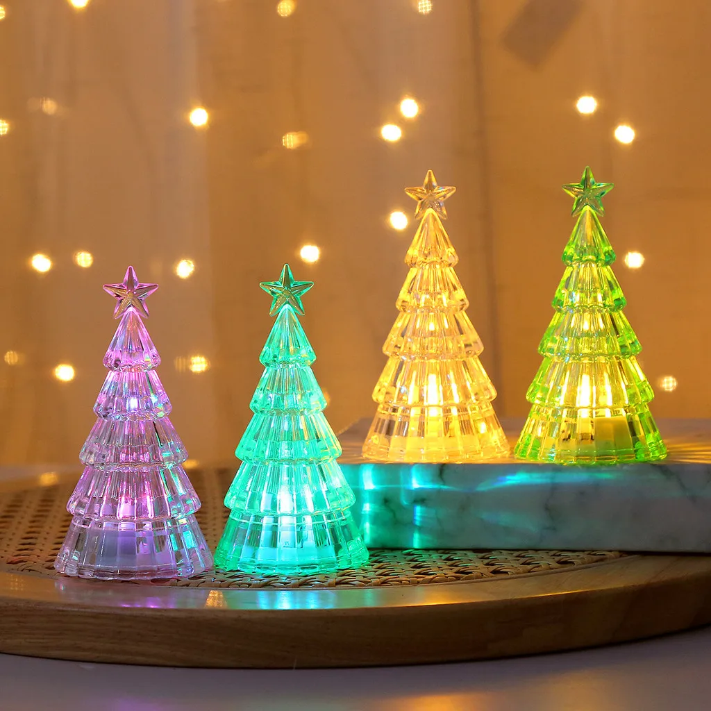 

Christmas decoration luminous Christmas tree crystal night light desktop arrangement ornament led electronic candle light