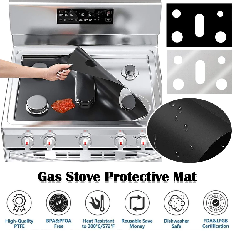 

Anti-Oil Easy Clean Gas Stove Furnace Cleaning Pad 5-hole Gas Cooker Protector Cover Heat-resistant Kitchenware Protective Mat