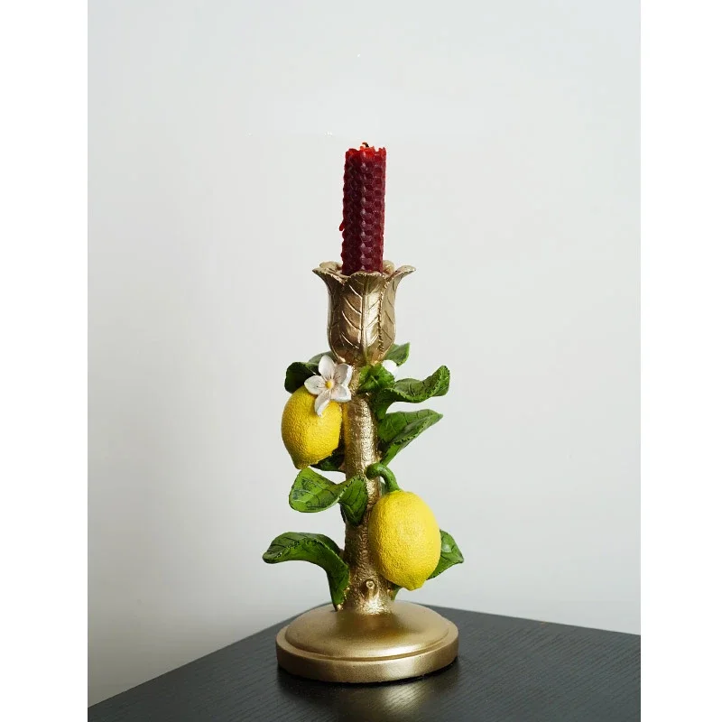 Export European style personalized golden lemon tree shape candle candle holder home candle beauty decorative ornament