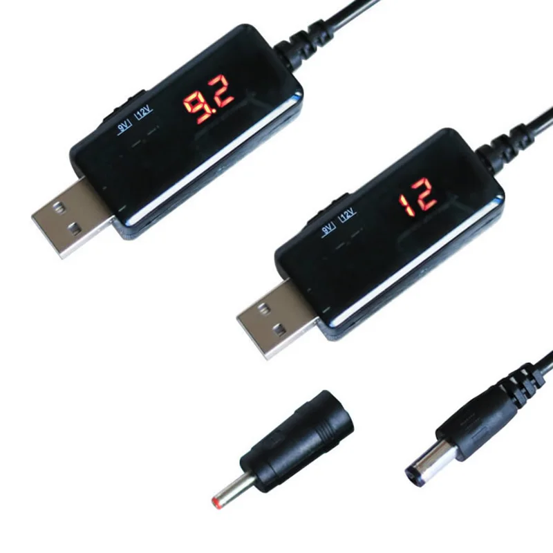 

USB к DC 5,5x2,1 мм 2,5 мм x мм кабель питания для маршрутизатора от 5 В до 9 В/12 В Регулируемое напряжение светодиодный дисплей