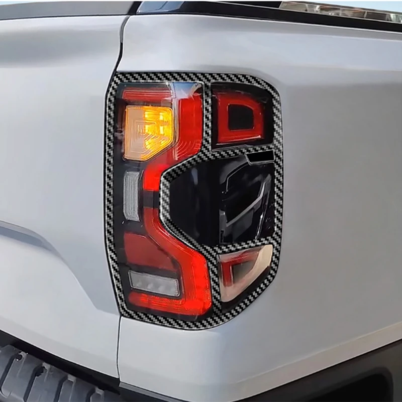 Car Carbon Fiber Stripes Style Rear Fog Light Lamp Frame Trim Stick For Ford Ranger 2023+ Car Replacement Parts