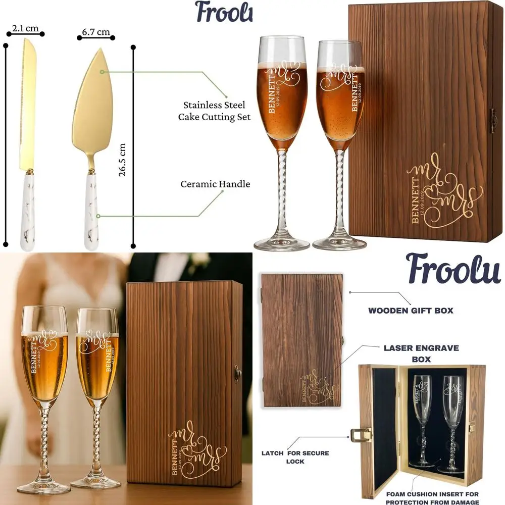 

Набор из 2 элегантных деревянных кубков для тостов с гравировкой — идеально подходит для свадеб, юбилеев, помолвок.