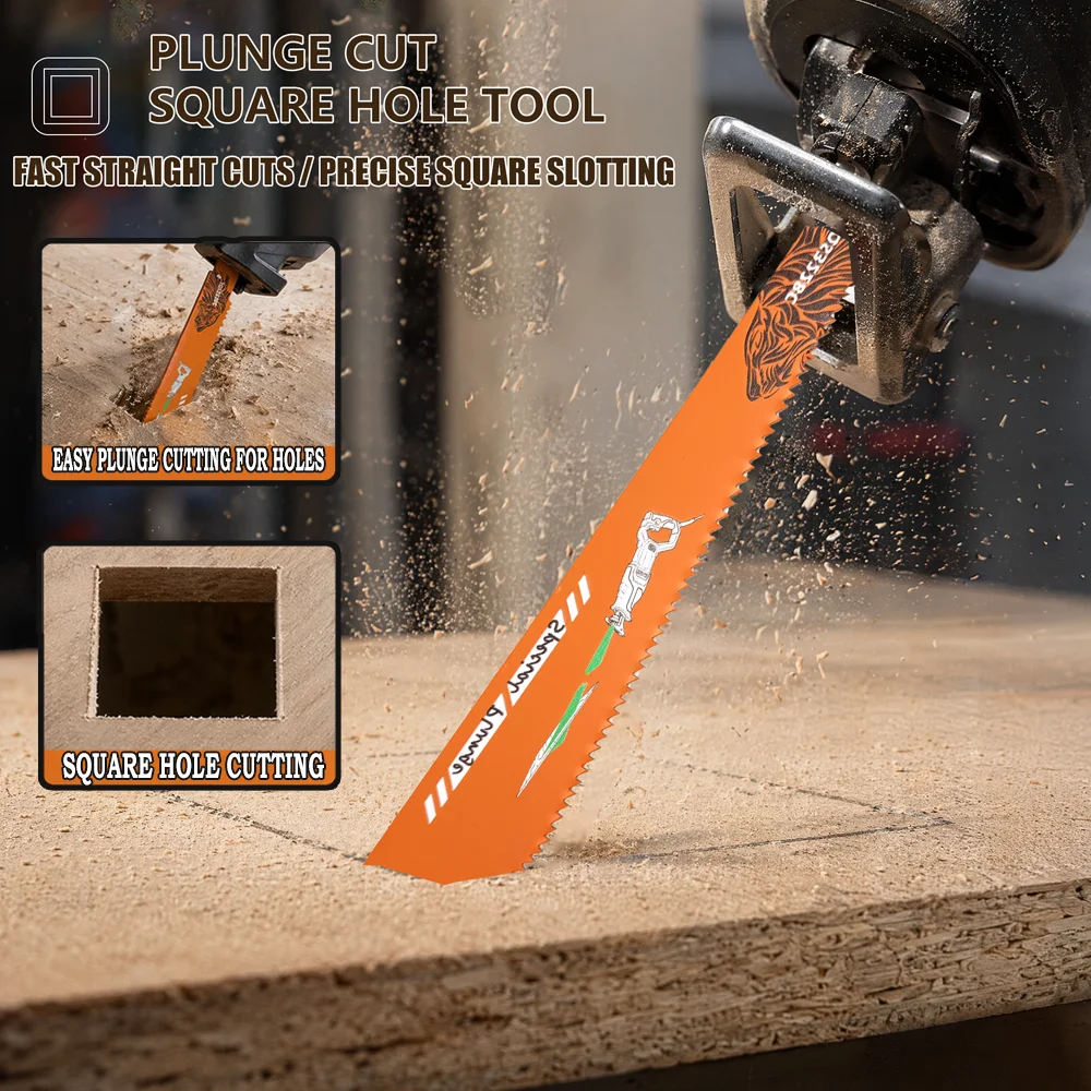228mm S-Schaft Säbelsägeblatt für Holz, 3mm Zahnabstand Grobschnitt-Sägeblatt, Universelles Vierkantloch-Sägeblatt für Schnelles Holzschneiden – Detail 5