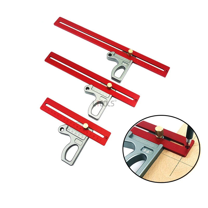 Combination Square Woodworking T Ruler 200-400mm Aluminum Alloy Scribing Ruler 45/90° Precision Scoring T Ruler Marking Tool