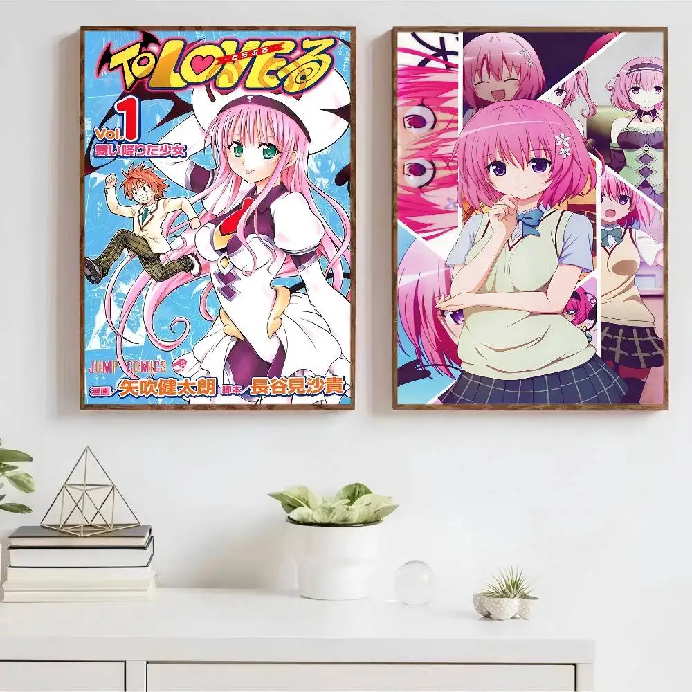 アニメ T-To L-Love R-Ru クラシックヴィンテージポスター ホワイトペーパープリントポスター アートワーク かわいい部屋の装飾