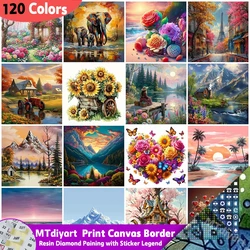 Flower Diamond Painting 120 Colors With Sticker Legend Print Canvas Border Full Drills Floral Diy Hobby Gift Wall Decor