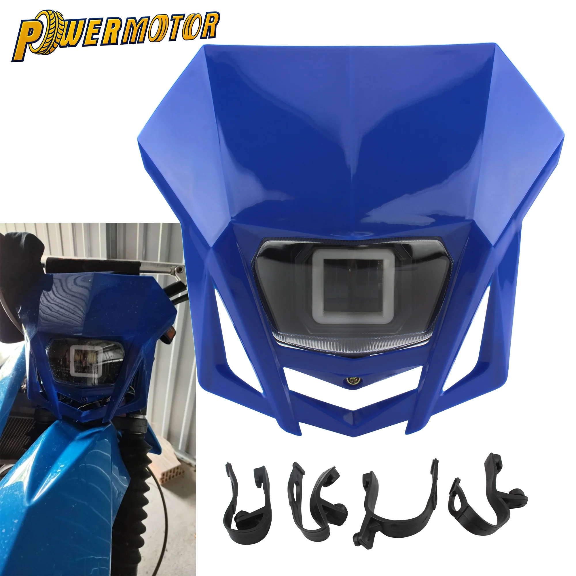 

Motorcycle Headlight LED High Low Beam Blue DRL For Kawasaki Honda Yamaha KLX CRF WR YZ 250 450 Motocross Headlamp Accessories