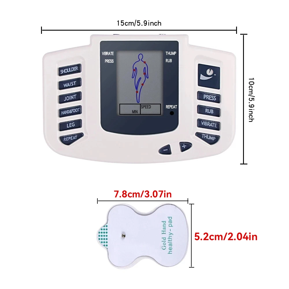 JR309 Digital 8 Modes EMS Electric Muscle Stimulator Full Body Physiotherapy TENS Massager Pulse Meridian Therapy Instrument