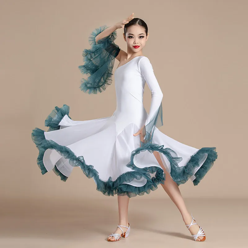 2024 spring and summer modern dance suit new waltz/ballroom dance practice skirt white pendulum art test performance skirt