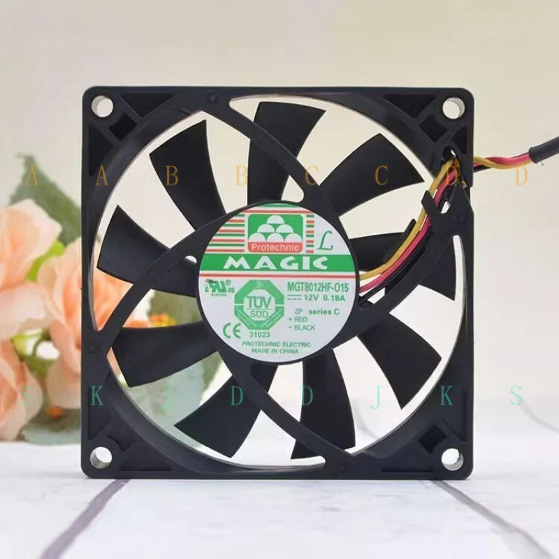 M  1pc MGT8012HF-015 8015 DC12V 0.18A 8CM 3-Wire Mute Cooling Fan