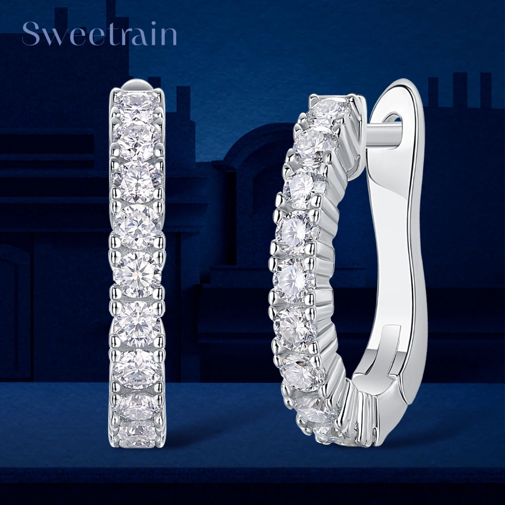 

18K Plated Moissanite Earrings for Women Original Certified 925 Sterling Silver Hoop Earrings Minimalist Trendy Piercing Jewelry