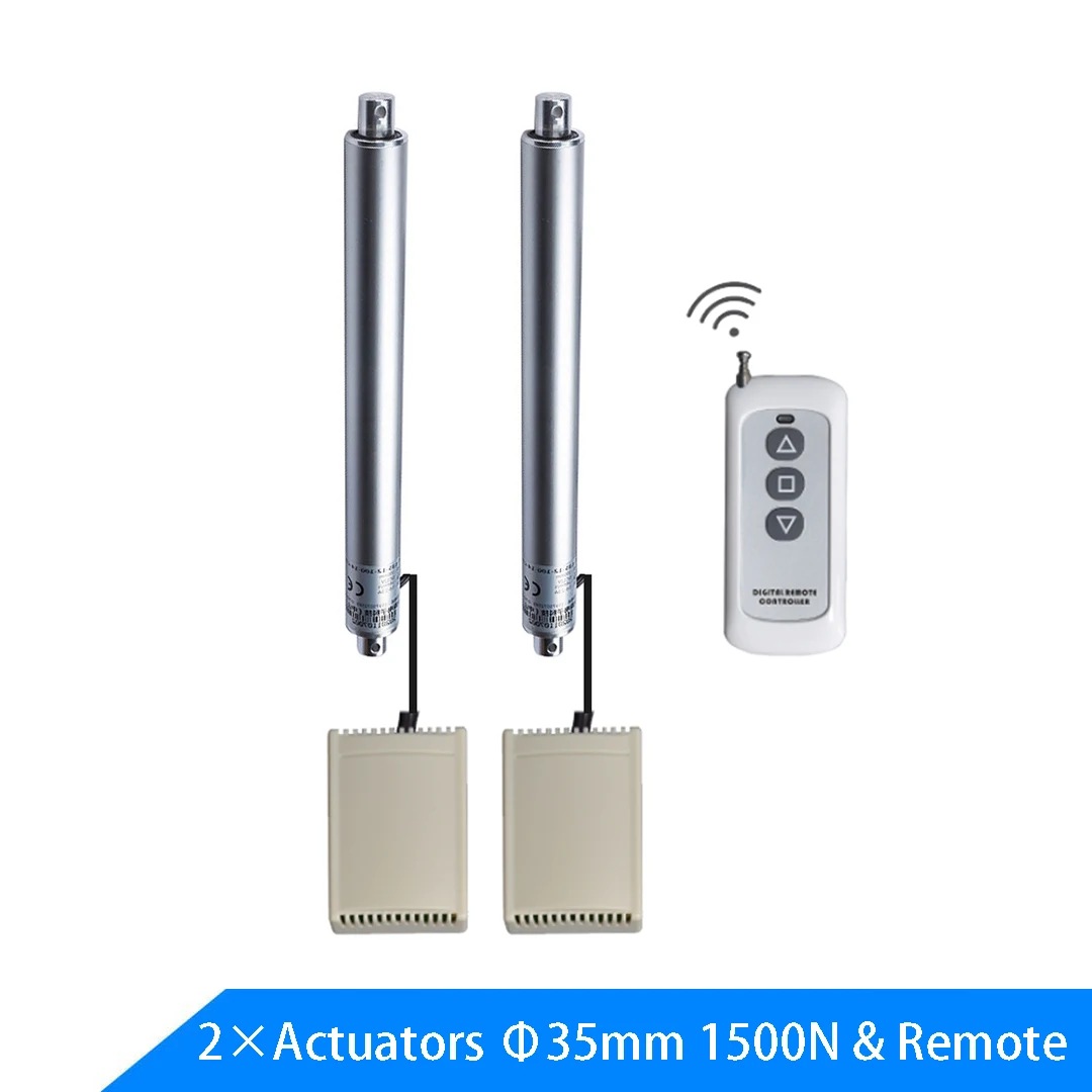 

2 PCS 35mm Linear Reciprocating Motor Kit Remote Controller High Torque 1200N/1500N 15mm/s Aluminum Alloy Electric Push Rod