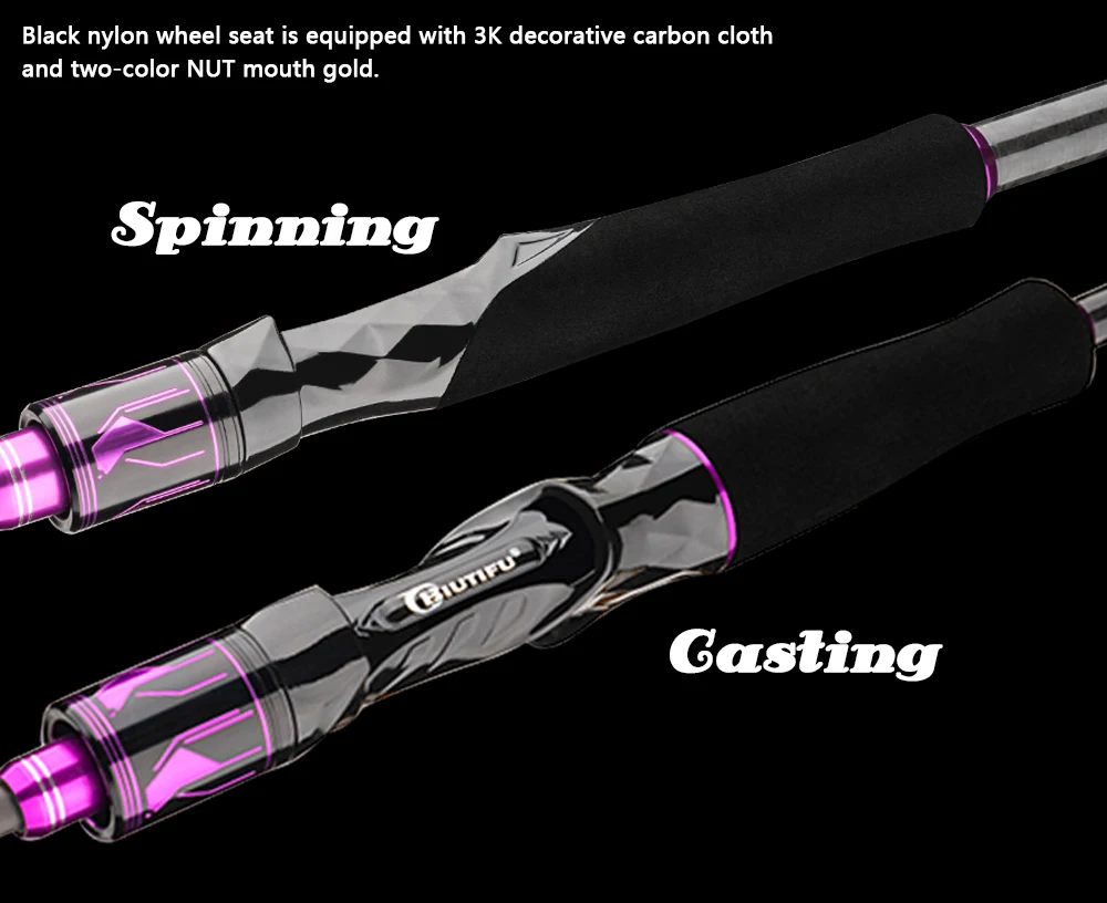 BIUTIFU Spinn- und Baitcasting-Angelruten 2,1/2,7/3,3m T1000 Carbon Traveller+ Baitcasting 5-60g Längenverstellbar mit Tragetasche – Detail 6