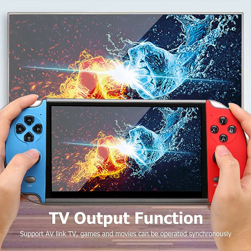 X7 Handheld Game Console with TF Card 4.3 inch HD Screen Retro Game Player Built-in 1000+ Classic Games for Children gift