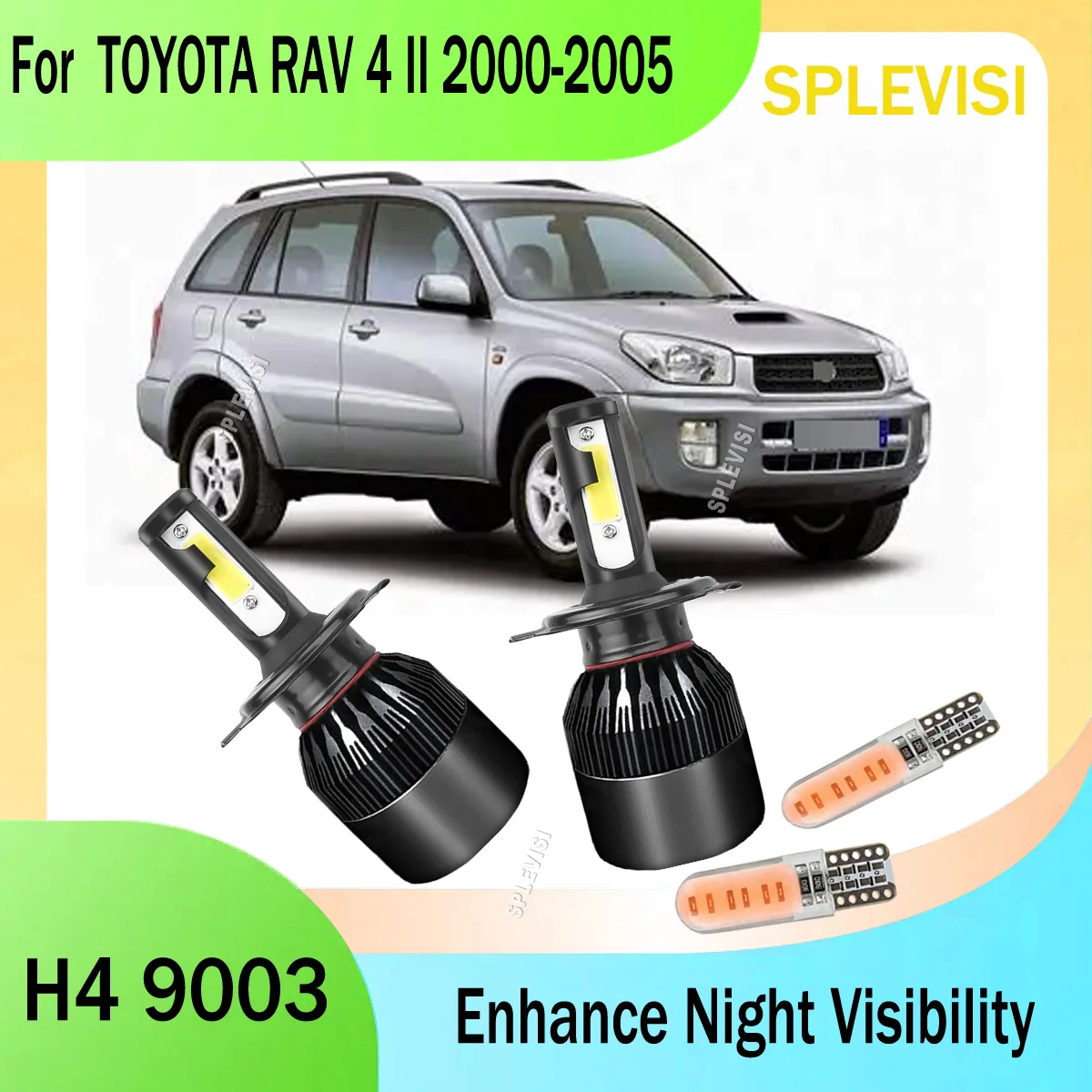 

H4 9003 high-low beam led headlights 60w 6000LM brighter, safer, and more efficient For TOYOTA RAV 4 II 2000 2001 2002-2005