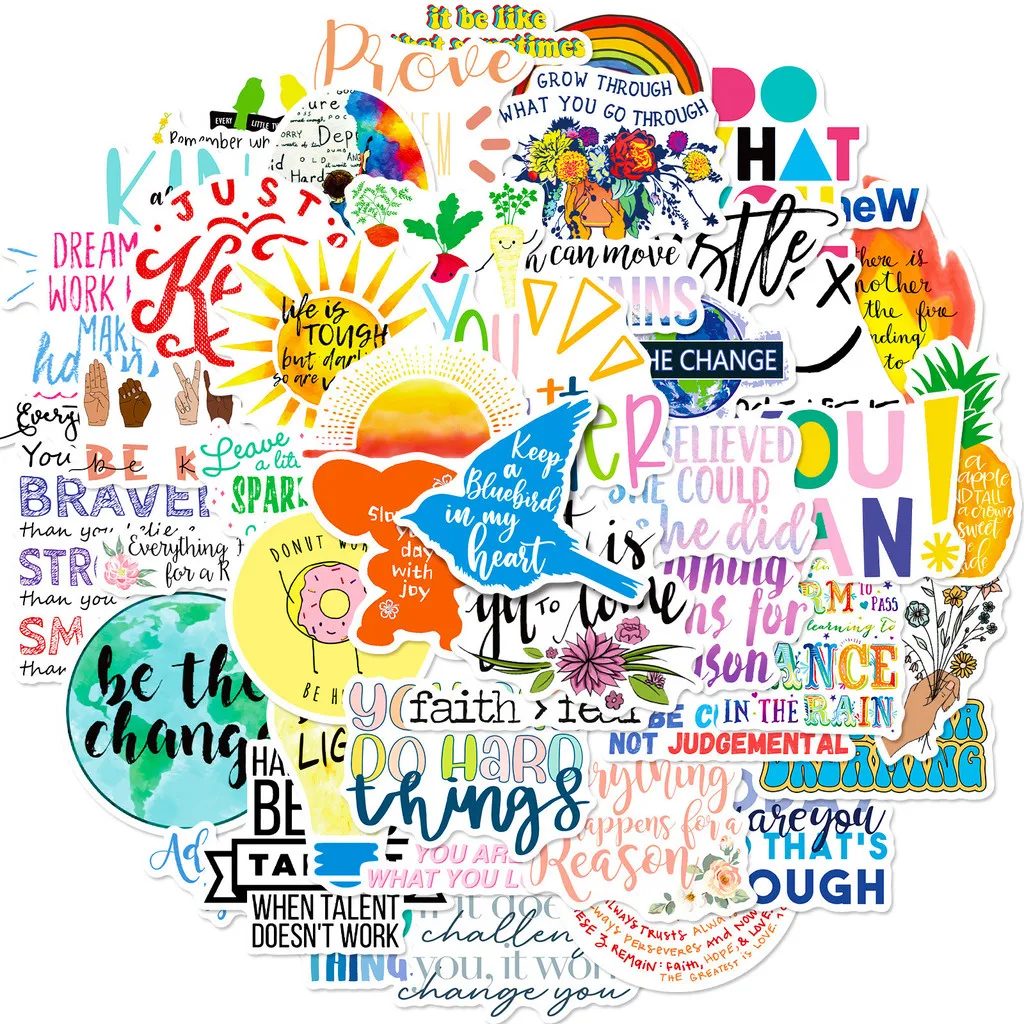 50Pcs Inspirational Text Stickers, Cute Fairy Quote Decals for DIY Doodle & Journal Decor RecordingYourLife Store